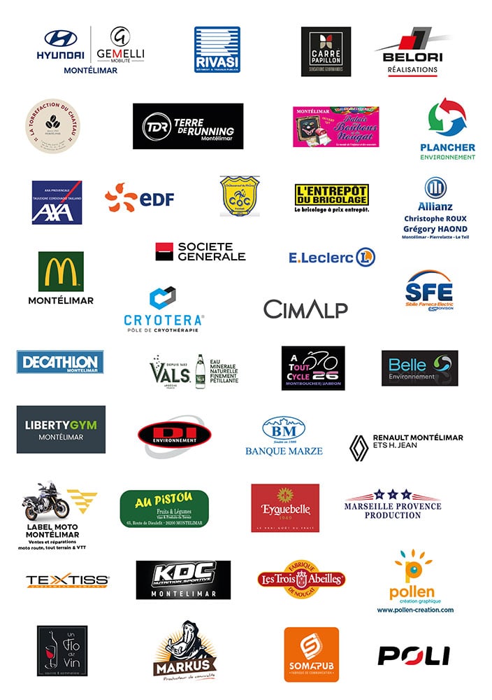 Les logos de tous les Sponsors du Scap-Trail-Montélimar 2026